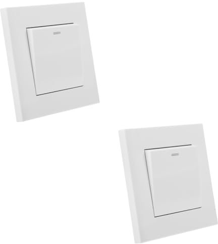 Lurrose 2 Pezzi pannello interruttori moderno Copertina Doppio alto parete controllare Apparecchio di illuminazione a LED pannello interruttore luci Pannello di controllo LED PC bianca