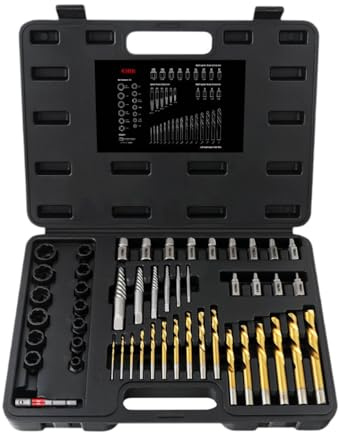 VNNHGB Kit di Estrazione bulloni da 49 Pezzi, Punta Manuale, Set di estrattori di Viti, Custodia Portatile per bulloni danneggiati, svitati e arrotondati.