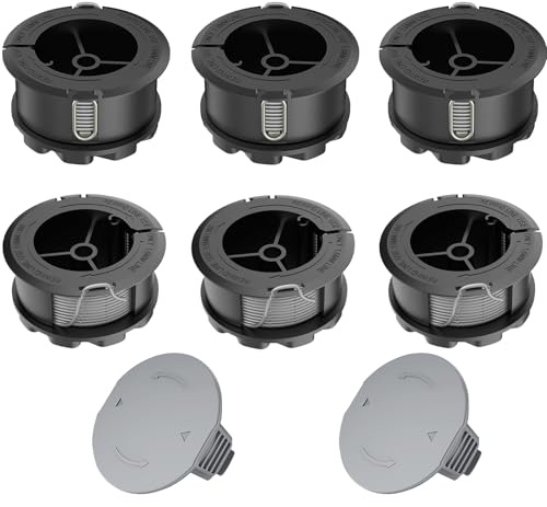 CUVZORA - Bobina de alambre para corte de bordes, apto para Bosch UniversalGrassCut 18 18-26 18-260, para Bobina de alambre de repuesto Bosch F016800570, tapa 1600A01R5J(6 bobinas + 2 tapa)