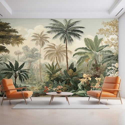 Générique Papier Peint Jungle Tropical 310X250cm, Papier Peint Intissé Palmier Plante Salon Chambre Panoramique Decoration, Fresque Murale Décoration Murale D30