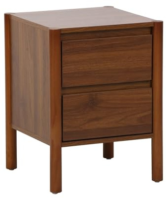 Alice's Garden sweeek - Table de Chevet décor Bois 2 tiroirs Noyer - 42 x 42 x 55 cm - Harmony