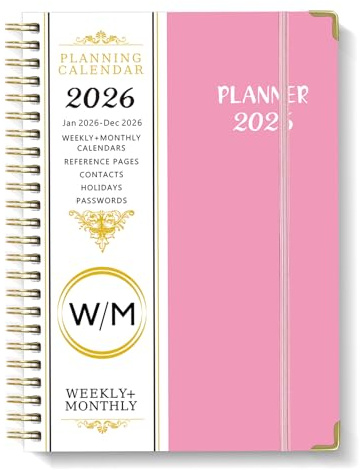 Mistep 2026 Dairy Planner Notebook A5 With Line Pages, Metal Coil Calendar, Weekly Plan, Work Record Schedule, 100G Writing Paper for US(Red notebook)