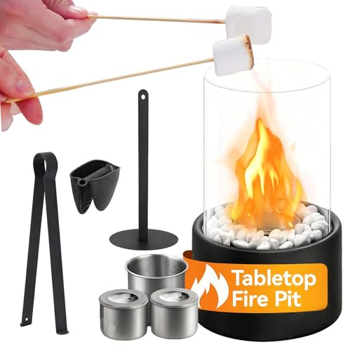 Chimenea de sobremesa de Hierro y Vidrio, minichimenea portátil para decoración de Interiores, Bodas, cumpleaños y Regalos para el Día de la Madre