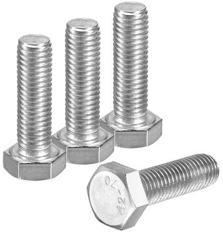 QUARKZMAN 4Pcs M12-1.75 x 40mm Tornillo de Cabeza Hexagonal de Rosca Izquierda, Tornillos y Pernos de Fijación de Acero Inoxidable 304 con Rosca Inversa Completa para Maquinaria, Automóviles