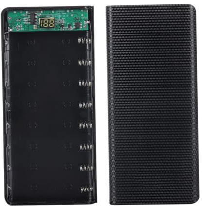 Scatola Power Bank fai-da-te Scatola batteria 8 x 18650 con display digitale LCD Nero Power Bank fai-da-te, custodia, custodia, esterna