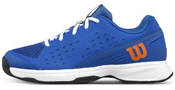 WILSON Rush Pro Jr Junior Tennis Shoe - Deja Vu Blue/Orange Tiger/White, Size 5.5