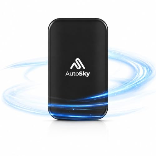 AutoSky Wireless CarPlay & Android Auto AI Box Lite Plus 2.0 Streaming Box with Netflix & YouTube, Plug & Play Multimedia Adapter for Auto