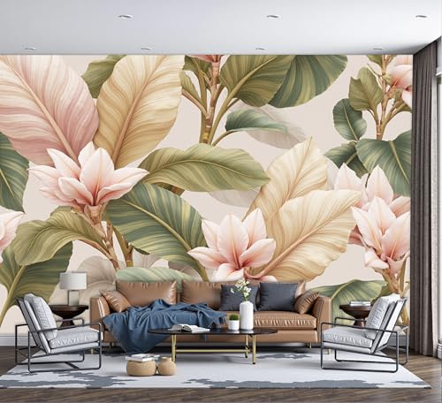 ZISTRCBAO Papier Peint Panoramique Feuille De Bananier Tropicale Soie, Papier Peint Style Exotique Géant 3D Pour Salon Chambre Salle à Manger Maison Décoration Murale, 250x175cm