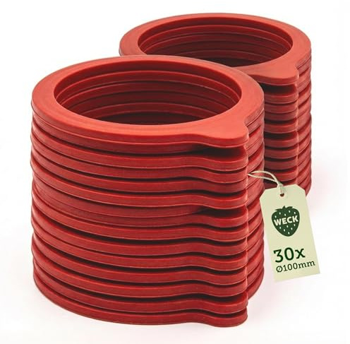 Weck Einkochringe Ø 100 mm 30er Set, Zubehör für Einweckgläser, Einmachgläser und Gläser, Dichtringe zum sicheren Einkochen