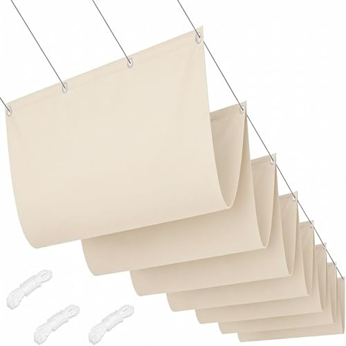 Toldo Vela de Sombra Ondulada Retráctil 260 x 410 cm Resistente, 90% Protección Rayos UV Vela de Sombra con Ojales y Cuerdas de Fijación para Pergola, Jardín, Terrazas, Blanquecino