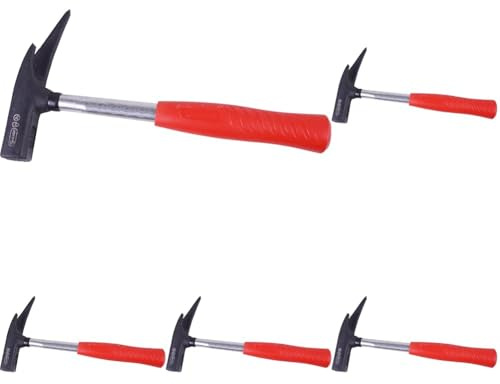 Connex Latthammer - Stahlrohrstiel 1K-Griff - chromfarbig/rot - mit Stahlrohrstiel - Kunststoffgriff - Bahn geraut/Hammer/Zimmermannshammer/Zimmererhammer / COX610750 (Packung mit 5)