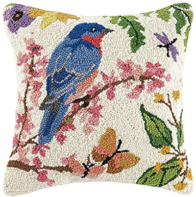 Peking Handicraft 30SER426C16SQ Bluebird Hook Pillow, 100% Wool and Cotton…