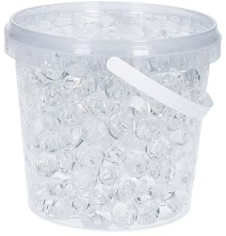 trendfinding 1 Liter Eimer aus Kunststoff mit Deckel Deko Hydro Wasser Perlen Kugeln künstliche Blumenerde Aquaperls Aqualinos zum Dekorieren (Kristall_XL)