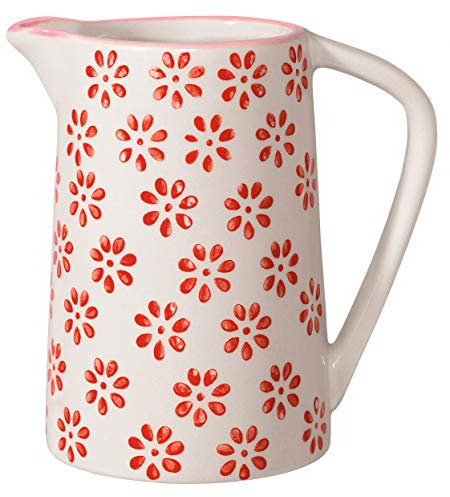 Bloomingville Milchkännchen Susie Retro Sahnekännchen Kännchen kleine Kanne ø 6 H 9 cm, rot, Keramik, fasst ca. 150 ml