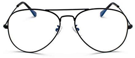 MIGOO Unisex Vintage Pilotenbrille Blaulichtfilter Metall Rahmen Retro Brillenfassungen Lesung Gläser Dekor Mode Geek/Nerd Brille