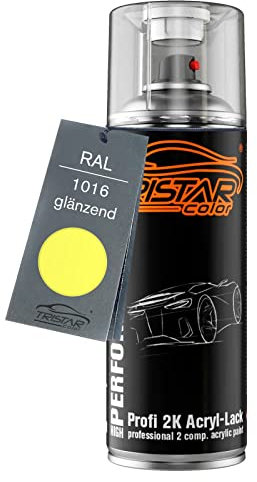 TRISTARcolor RAL 1016 Schwefelgelb glänzend 2K Acryl Spraydose Sprühdose Spritzlack Sprühlack 400 ml schnelltrocknend