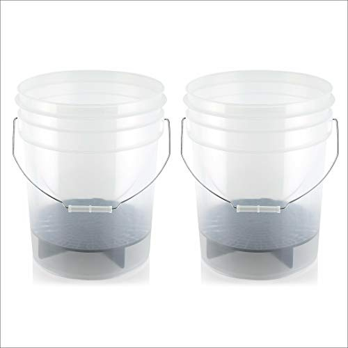 The Ultimate Clear Transparent Car Wash Bucket 20L (5 Gallons) (2 Buckets and 2 Grit Guards)