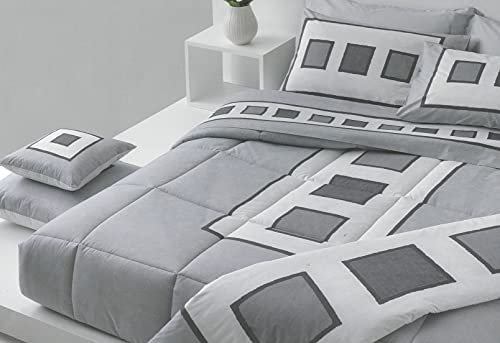 Carrara BEDART - Completo Letto Copripiumino Matrimoniale Maxi Due Piazze Sacco + Federe + Sotto con angoli 100% Percalle di Puro Cotone Smart 001