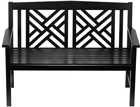 Achla Designs Fretwork Garden Bench, 4 ft Black
