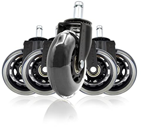 Lot de 5 roulettes pour chaise pivotante de bureau, de jeu, d'étude, de remplacement de roues de meuble, matériau en silicone résistant, diamètre 11 mm - Ophyturie