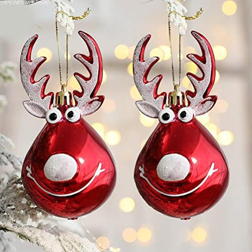 Settoo weihnachtskugeln aus Kunststoff 8x5cm, Christbaumkugeln Baumschmuck Elch Design Christbaumschmuck Weihnachtsbaumschmuck Weihnachtsbaumkugeln, 2pcs