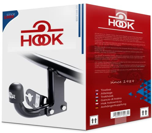 Hook starre AHK Anhängerkupplung kompatibel mit Dacia Logan II MCV 07.2013-2020 + universell Elektrosatz 13-polig, 080504@WH2SG13