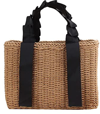 FAIRYSAN Summer Straw Woven Handbag Leisure Beach Bag Rectangle
