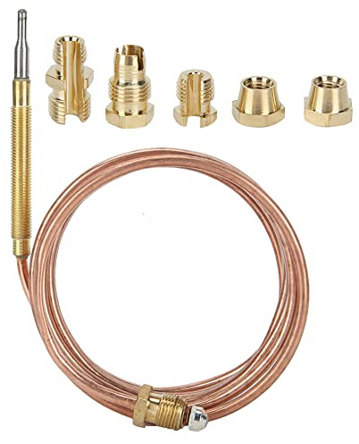 Gasherd Thermoelement, M6X0,75 Kopf M9X1 Endgewinde Temperatur Messsonde mit 5 Adapter Muttern BBQ Grill Flammenschutzausrüstung(600mm)