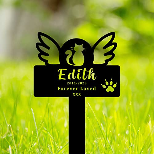 Gerryed Personalized Cat Memorial Stake - Outdoor Pet Grave Markers - 12inch