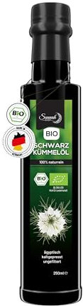 Sunnah Shop® Bio Schwarzkümmelöl ungefiltert kaltgepresst 250ml - Black Seed Oil Organic aus ägyptischen Nigella Sativa - 100% rein Schwarzkümmelöl Bio Kaltgepresst - lichtgeschützt in Glasflasche