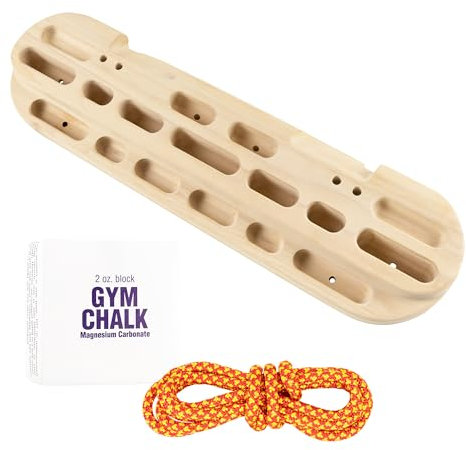 Anchorton Climbing Hangboard - Rock Climbing Pull Up Hang Training - Hanging Fingerboard Trainer - Hand and Finger Strengthener - Includes Chalk and Suspension Rope