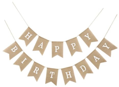 Aililong Happy Birthday Girlande Bunt - Vintage Leinen Deko Wimpelkette für Geburtstag, Babydusche, Party - Personalisierter Banner, Dekoration, 13x18cm