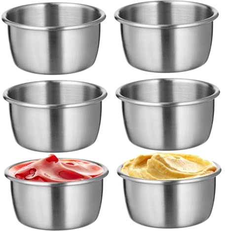 Garneck Lot De 3 Tasses À Sauce En Acier Inoxydable Récipients À Condiments Bols À Trempette Pour Restaurant Usage Domestique 6 Pièces X 3