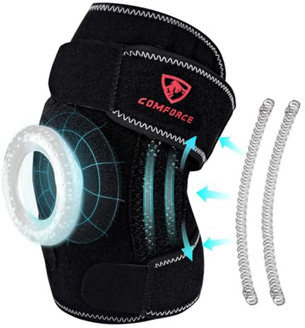 COMFORCE Knee Brace for Man Women, Adjustable Knee Wrap with Patella Gel Pads & Side Stabilizers, Knee Compression Support for Knee Pain, Injury Recovery, ACL, Post-Surgery Recovery