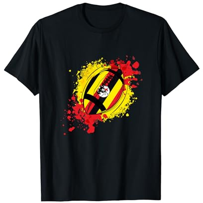 Rugby Enthusiast With Flag Of Uganda T-Shirt