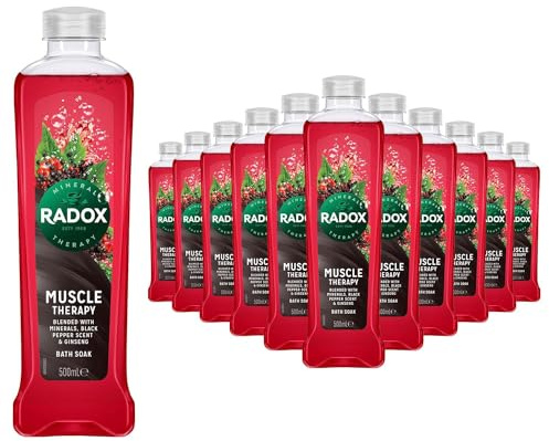 Radox Mineral Therapy Muscle Bath Soak Bubble Bath 500 ml, Bulk Buy (Pack of 12, Black Pepper and Ginseng)