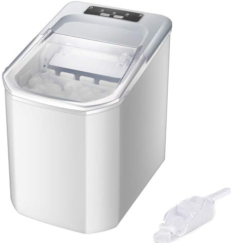CCYENG Comptoir de Machine à glaçons, Machines à glaçons Portables, 33 LB de Glace en 24 Heures - glaçons prêts en 8 Minutes, Machine à glaçons avec cuillère et Panier