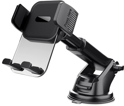 ICOVERI Soporte Movil Coche Universal [Potente Ventosa], Soporte Coche con Ventosa, Brazo Ajustable Giro 360º, para Parabrisas/Salpicadero/Ventilación de Aire, Suporte Telemovel Teléfonos de 4-7