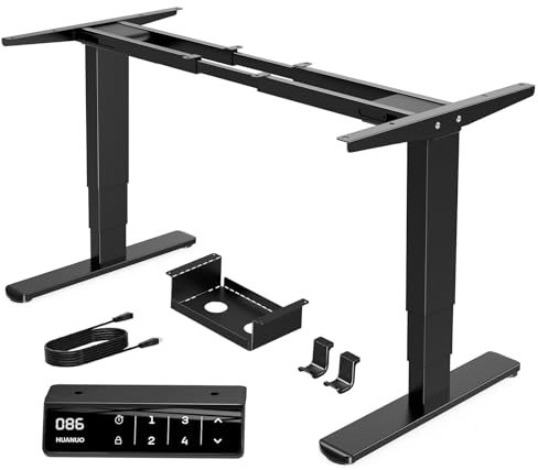 HUANUO 3-stufig Höhenverstellbarer Schreibtisch Gestell mit Zwei Motoren,Tischbeine Höhenverstellbar für Heim & Büro, Heavy Duty Stahl, Memory Controller, nur Gestell