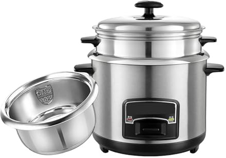 Rice Cooker And Steamer-keep Warm Function, 304 Stainless Steel Liner, With Spatula And Measuring Cup, For 1-11 People 220-240V US/EU(2L)