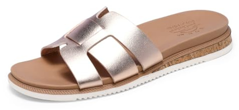 Skechers Women's Desert KISS Low Peak Look Slide Sandal, Gold, 4 UK