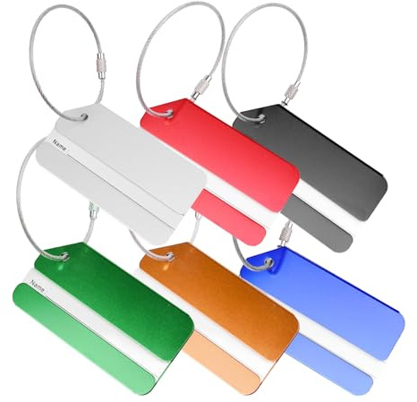 Werownsgso 6 Stück Kofferanhänger Aluminium, Kofferanhänger mit Namensschild, Kofferanhänger Flugreise, Wasserdichte Gepäck Handtasche Tag für Reisetasche Koffer, Taschen, Rucksäcke
