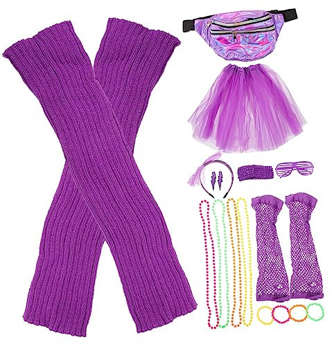 VALICLUD 1satz Kostümset Für Retro Accessoires Netz-handschuhe Haarband Rock Und Bunte Schmuckstücke Für Partys Und Veranstaltungen