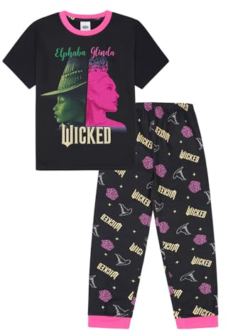 Wicked Womens Long Cotton Pyjama Set Ladies PJ's (12-14) Black