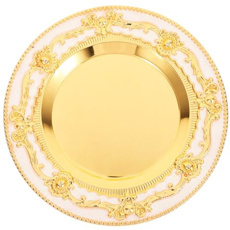 PRETYZOOM Plateau Décoratif Rond Doré Vintage Pour Bijoux Bougies Tasses à Thé Et Rangement Intérieur
