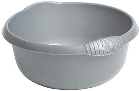 Plastic Washing up Bowl 32cm Round Basin Bowls with Moulded Handles Silver Multi-Purpose Mixing Bowls Kitchen Vegetable Washing Bowls Sink Tidy Organizers