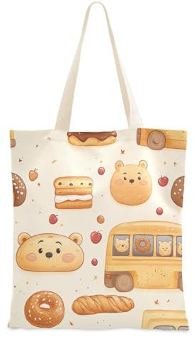 WDdZzyy Beer Bread Car Cute Cartoon Canvas Tote Bag For Women Customized Gifts Canvas Totes Bulk, Beer Bread Car Cute Cartoon, One Size