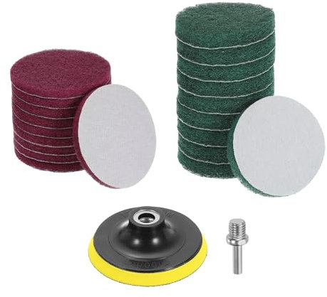 QUARKZMAN 20 Pcs 4 Pollici Tampone per Strofinare con Cerchio in Nylon, Grana 240/400, Tamponi Abrasivi, Disco per Levigatura con Cerchio e Anello, Verde/Rosso