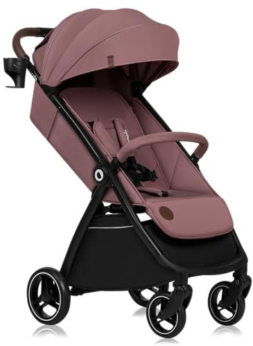 LIONELO INGRID Passeggino leggero per bambini da 6mesi a 4 anni/22kg Grandi ruote 360° in Schiuma EVA Assorbimento Pieghevole con una mano Schienale e poggiapiedi regolabili (Rosa, INGRID)