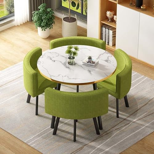 Set mit runden Konferenztisch und Stuhl Esstisch für Zuhause/Garten/Restaurant – moderner Küchentisch zum Abendessen – 80 x 75 cm/31,5 x 29,5 Zoll (BxH)
